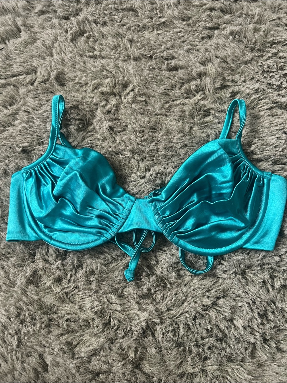 NEENA Swim Satin Bikini Top XS Turquoise Blue